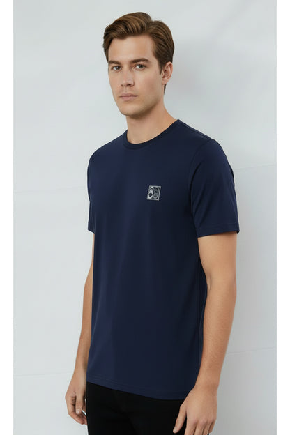 Erkek %100 Pamuk Günlük Basic T-shirt - Lacivert