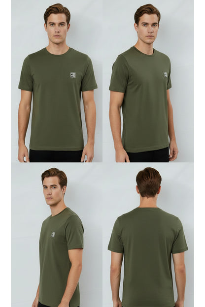 Erkek %100 Pamuk Günlük Basic T-shirt - Haki