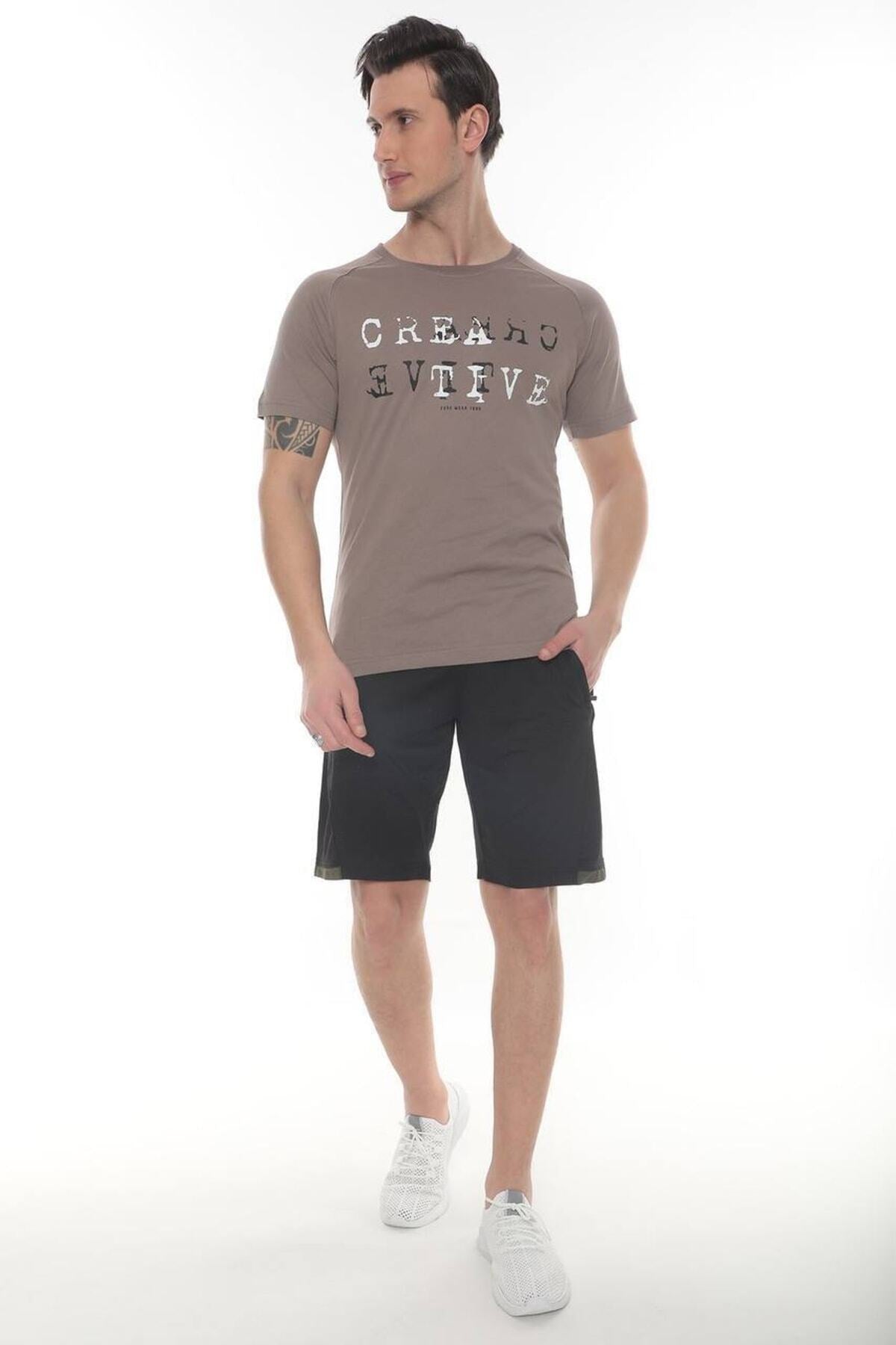 Creatıve Penye Baskılı T-shirt - VİZON