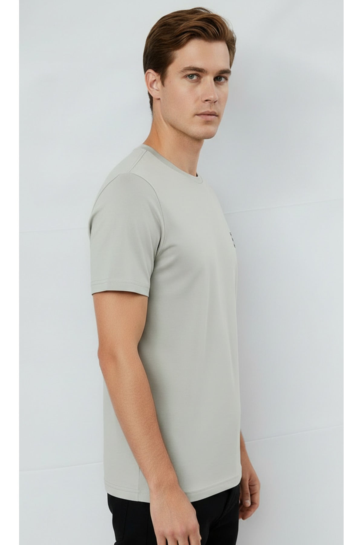 Erkek %100 Pamuk Günlük Basic T-shirt - Gri
