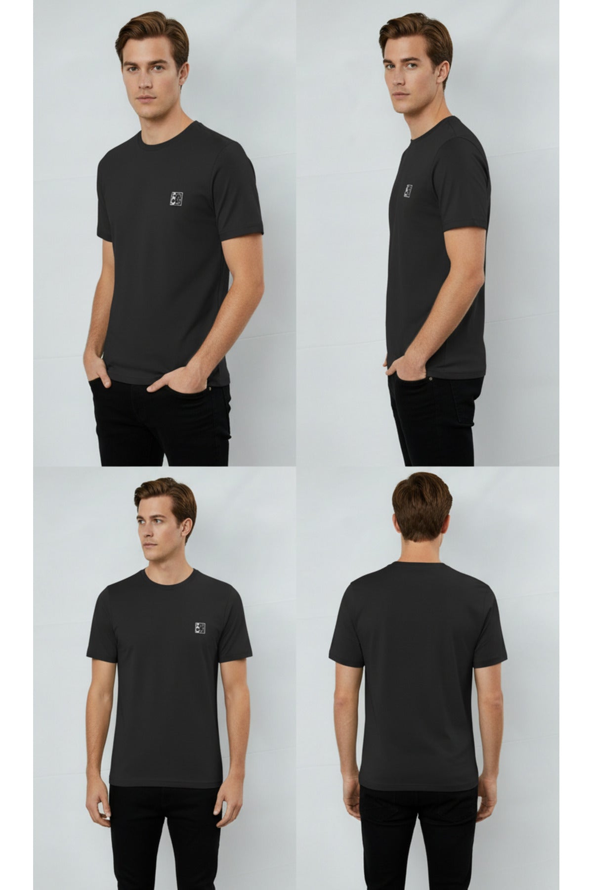 Erkek %100 Pamuk Günlük Basic T-shirt - Siyah