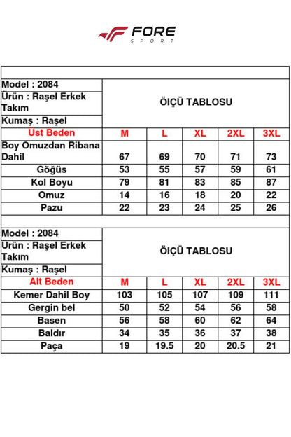 Erkek %100 polyester Şeritli Rashell Siyah Eşofman Takım - Siyah