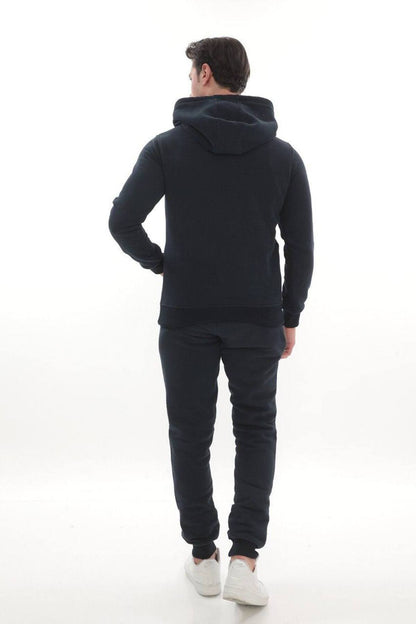 Erkek Bordo 3 İplik Kapüşonlu Sweat Üst - Siyah Bordo