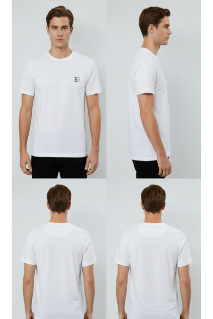 Erkek %100 Pamuk Günlük Basic T-shirt - Beyaz