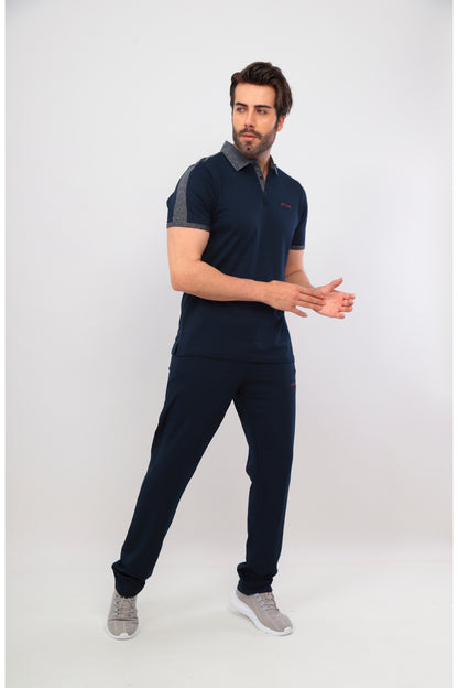 Erkek Lacivert Polo Yaka T-shirt Takım - Lacivert