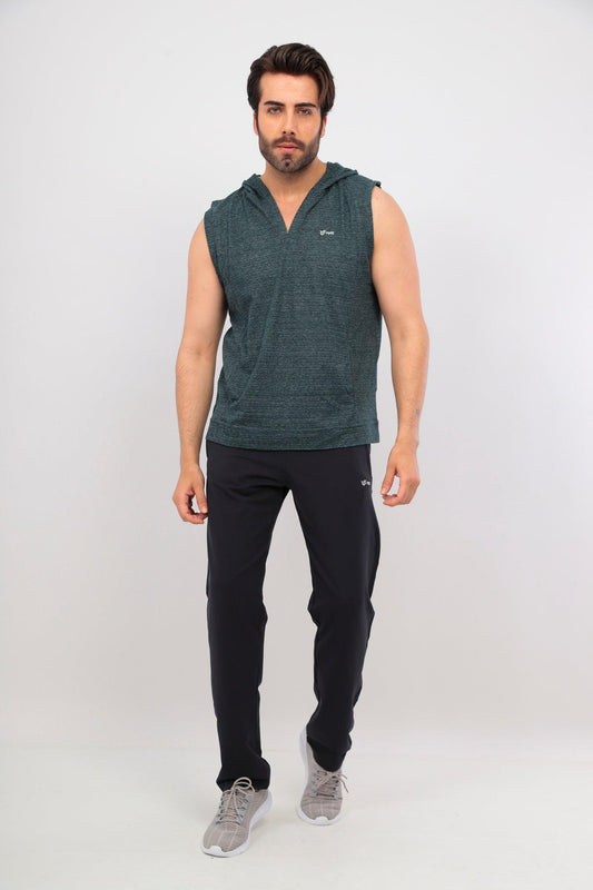 Erkek Yeşil 3'lü Kapşonlu Kısa kol Atletli  T-shirt Takım - Yeşil