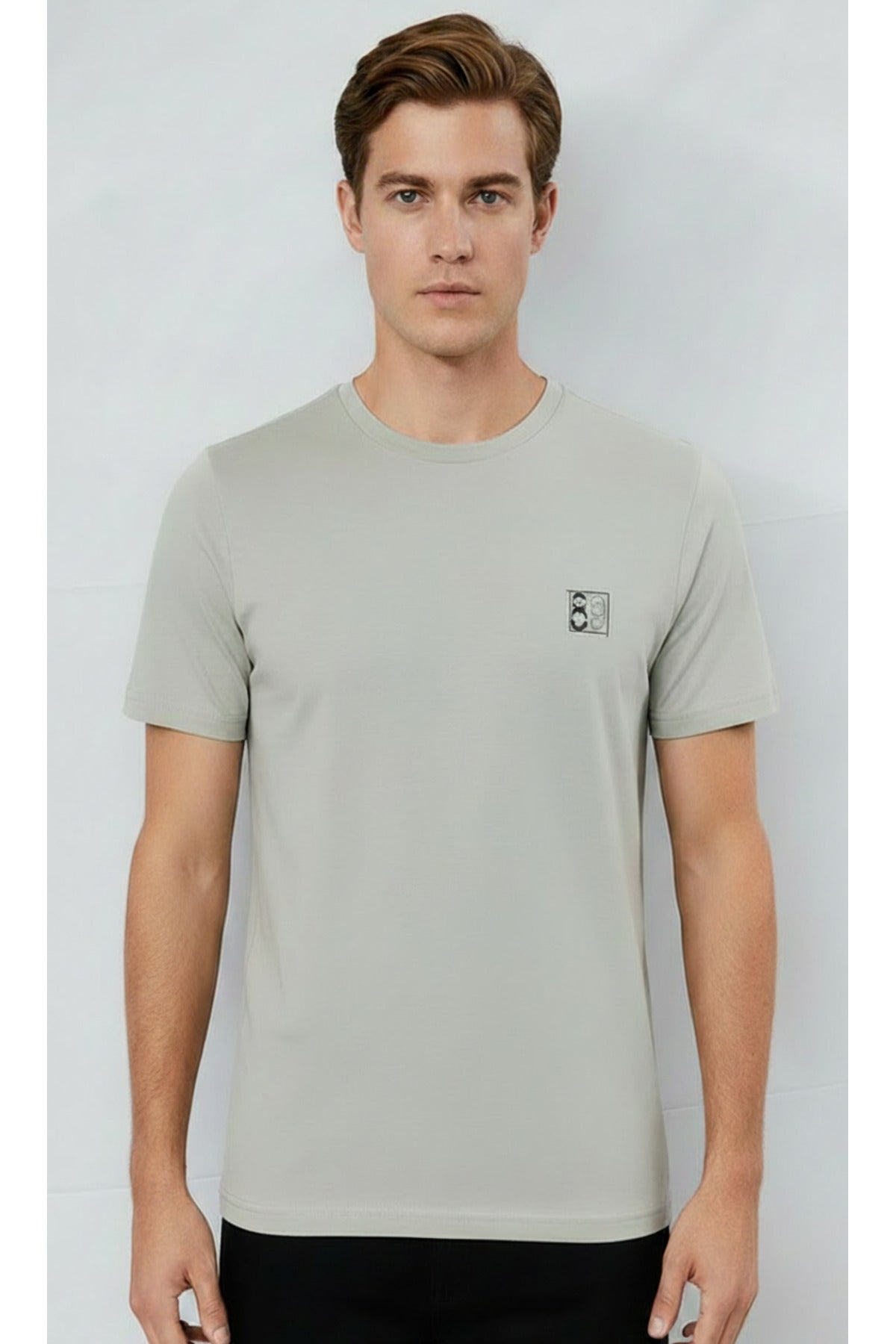 Erkek %100 Pamuk Günlük Basic T-shirt - Gri