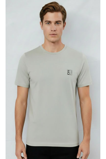 Erkek %100 Pamuk Günlük Basic T-shirt - Gri