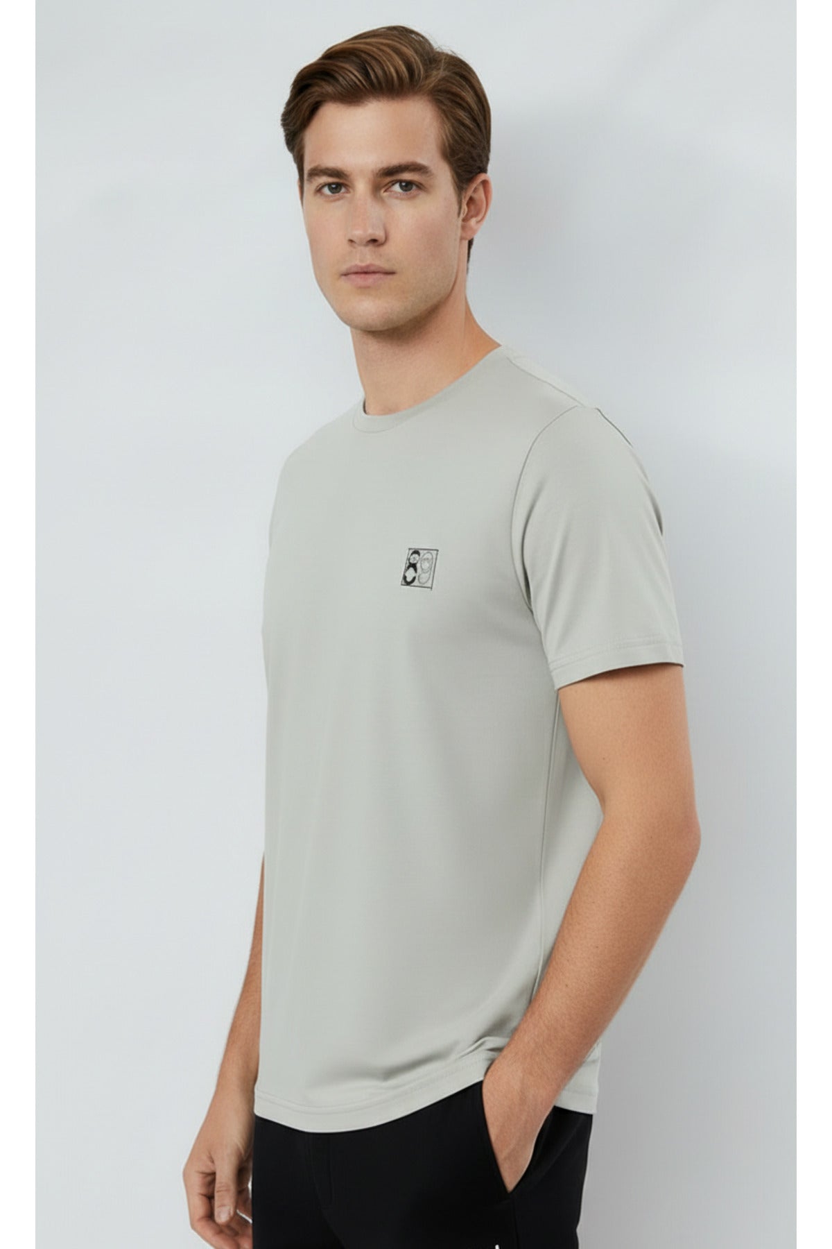 Erkek %100 Pamuk Günlük Basic T-shirt - Gri