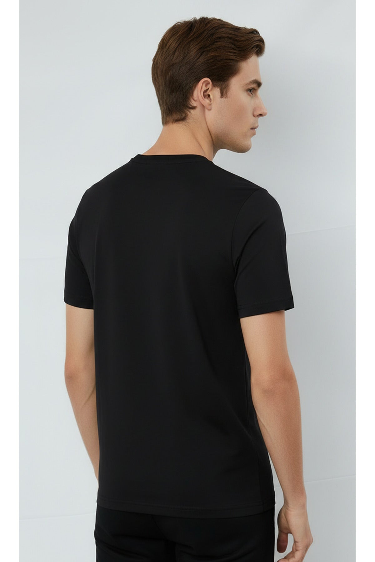 Erkek %100 Pamuk Günlük Basic T-shirt - Siyah
