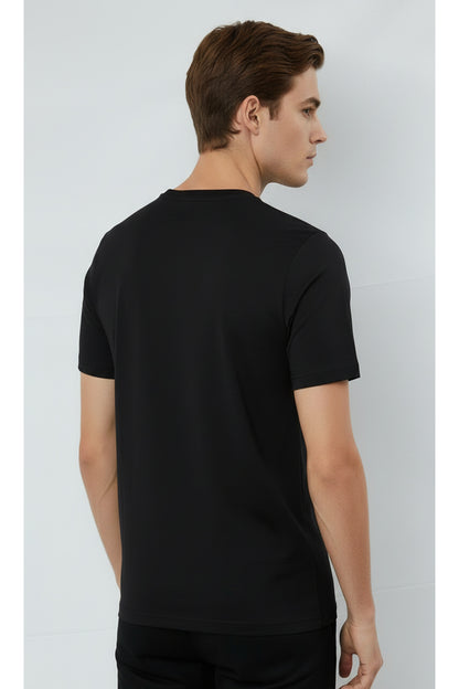 Erkek %100 Pamuk Günlük Basic T-shirt - Siyah