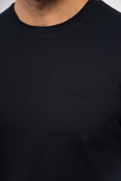 Erkek Bisiklet Yaka Tişört Kısa Kollu Basic Pamuklu Günlük Rahat T-Shirt - Lacivert