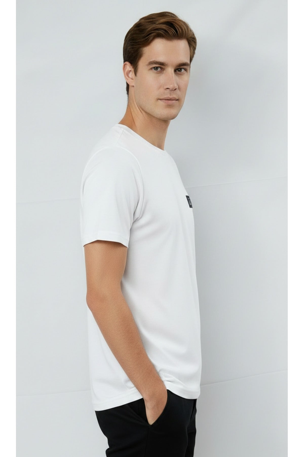 Erkek %100 Pamuk Günlük Basic T-shirt - Beyaz