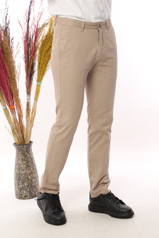 Chino boru paça rahat kesim pantolon - Bej