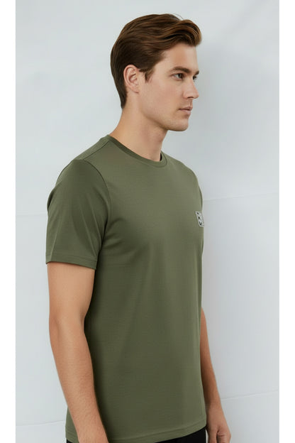 Erkek %100 Pamuk Günlük Basic T-shirt - Haki