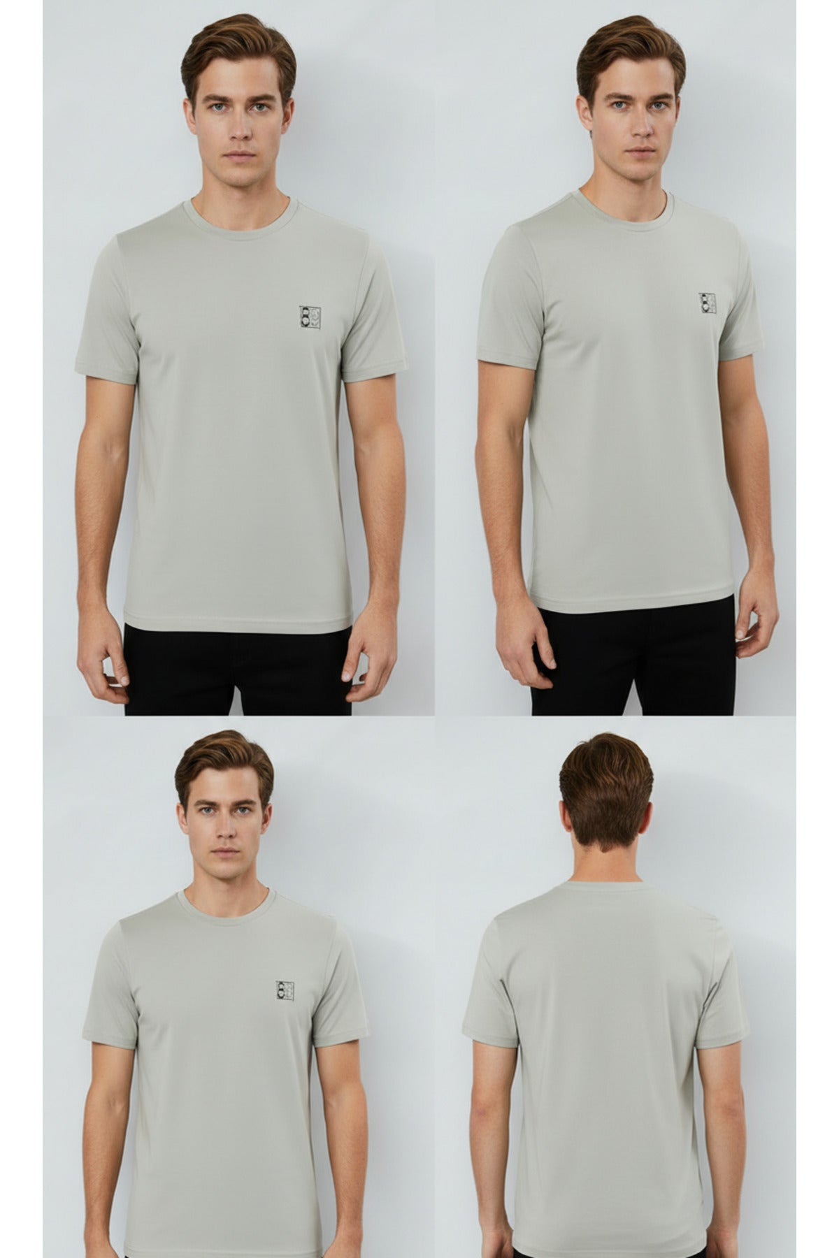 Erkek %100 Pamuk Günlük Basic T-shirt - Gri