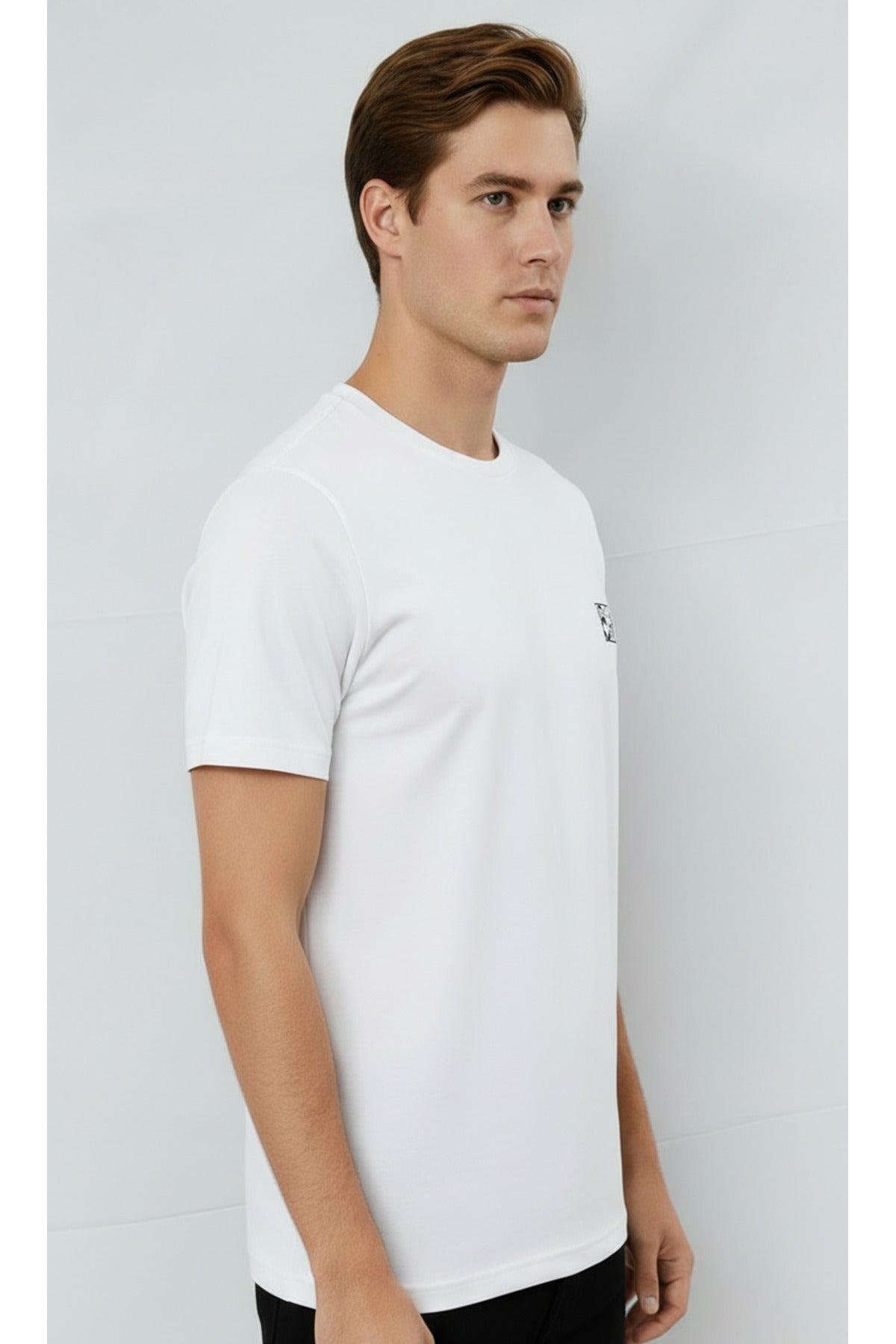 Erkek %100 Pamuk Günlük Basic T-shirt - Beyaz