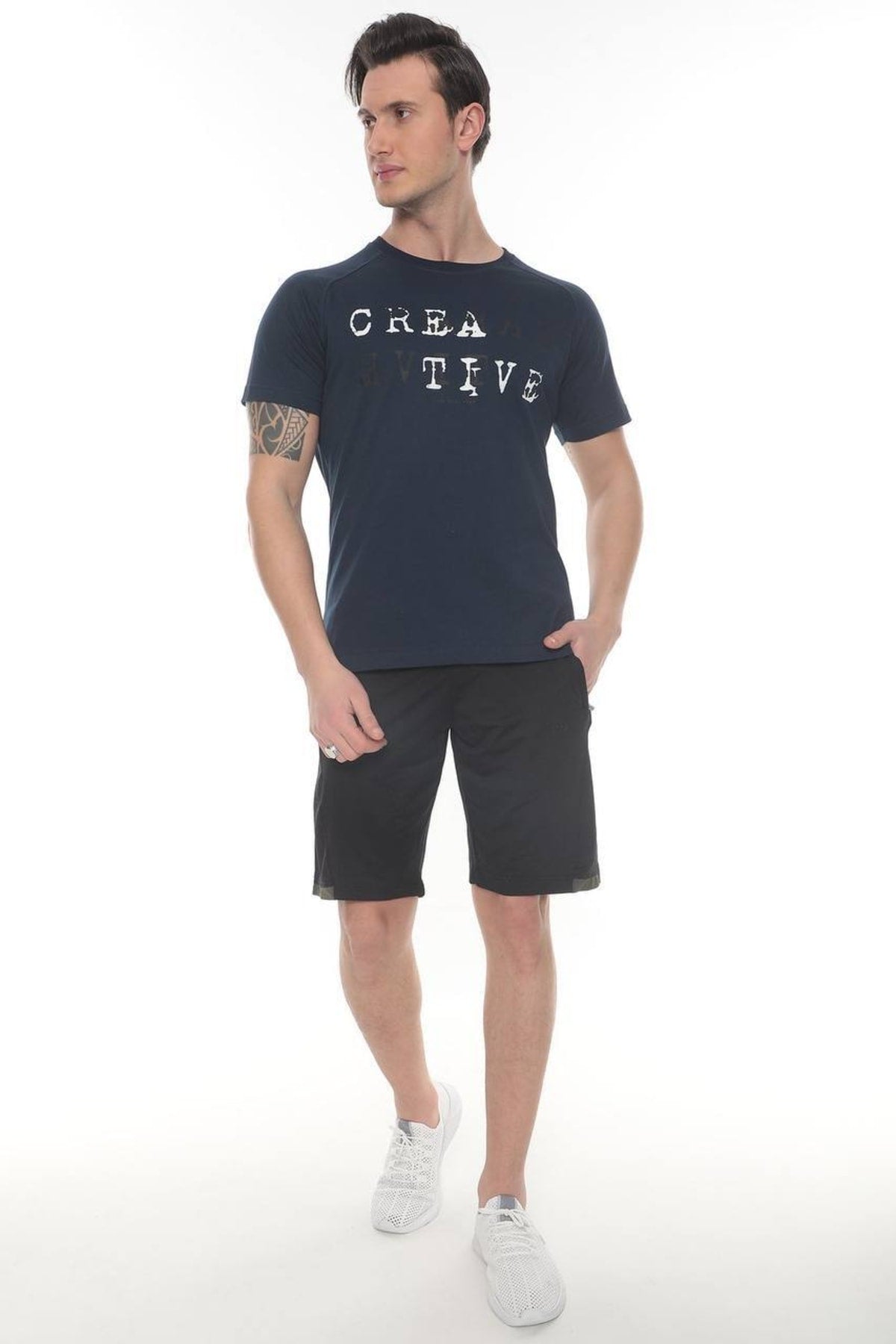 Creatıve Penye Baskılı T-shirt - LACİVERT