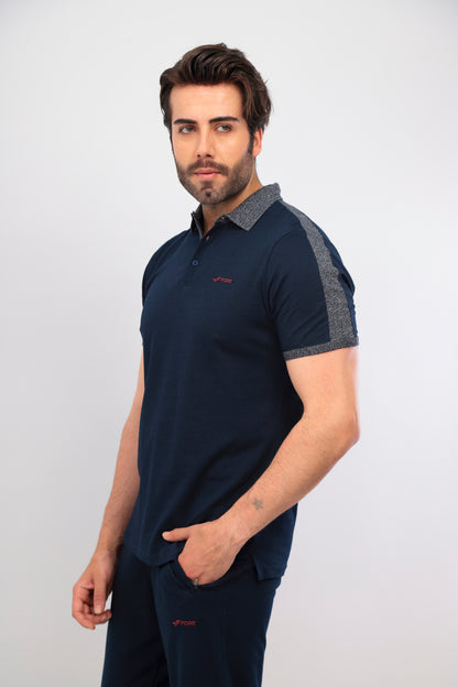 Erkek Lacivert Polo Yaka T-shirt Takım - Lacivert