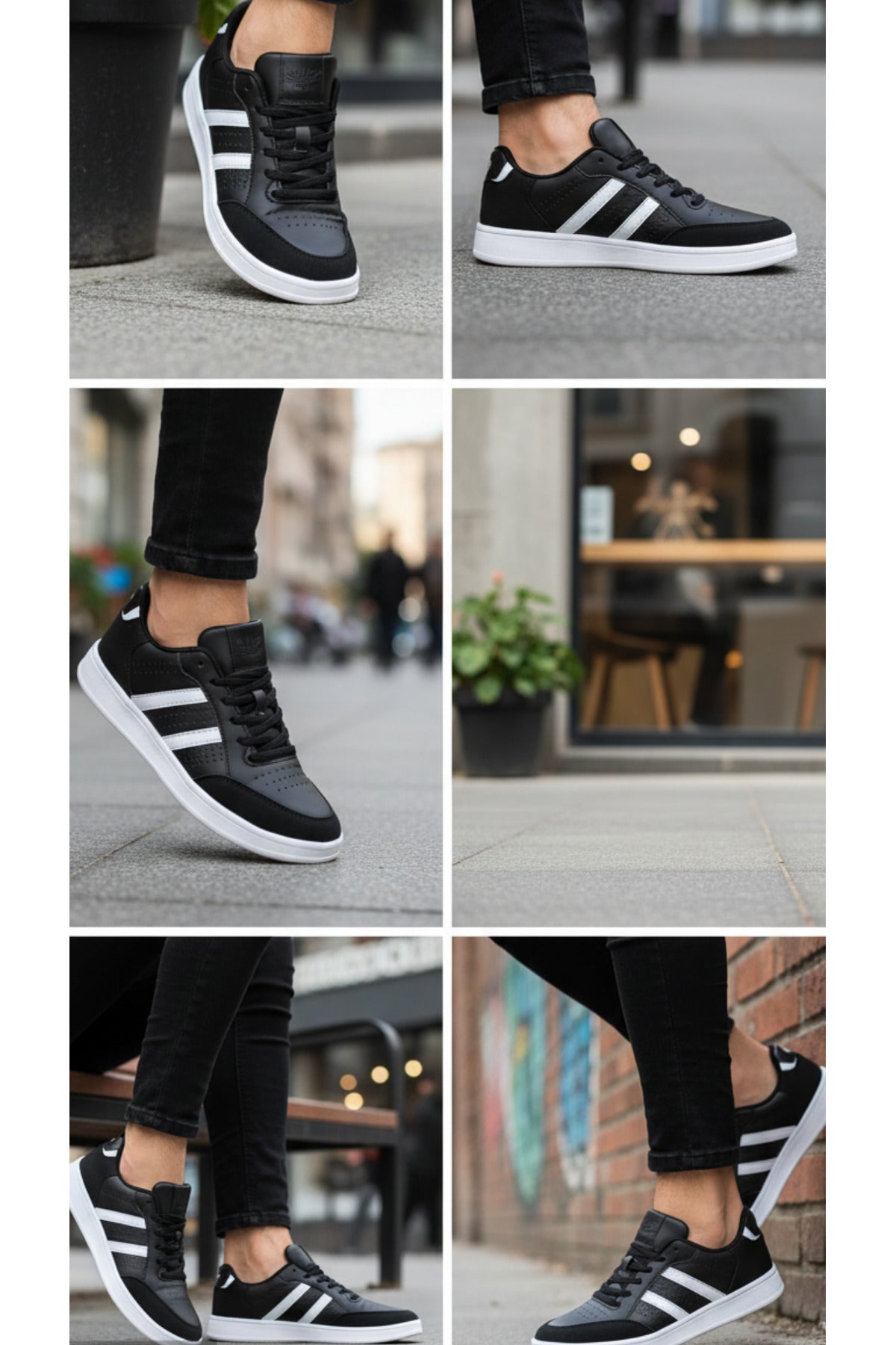 Erkek Günlük Spor Ayakkabı – Suni Deri, Hafif & Kaymaz Taban, Şehir İçi Konfor Sneaker - Siyah