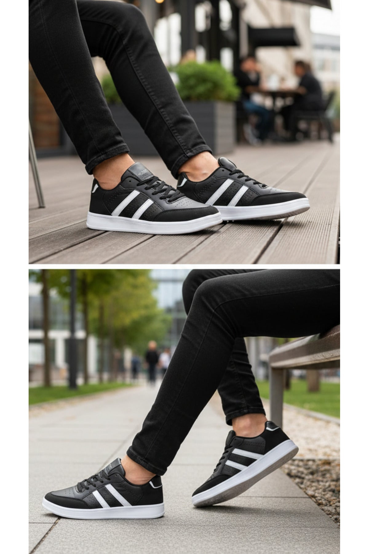 Erkek Günlük Spor Ayakkabı – Suni Deri, Hafif & Kaymaz Taban, Şehir İçi Konfor Sneaker - Siyah