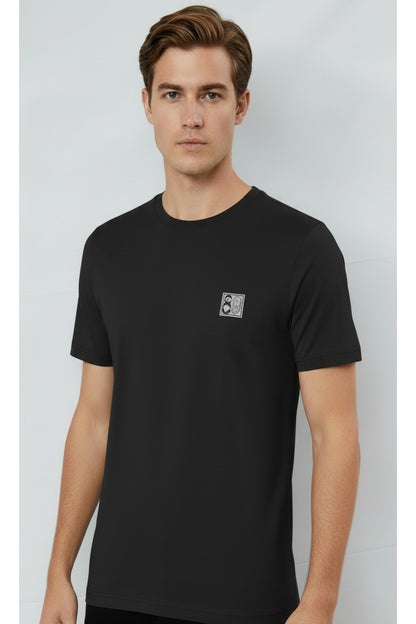 Erkek %100 Pamuk Günlük Basic T-shirt - Siyah