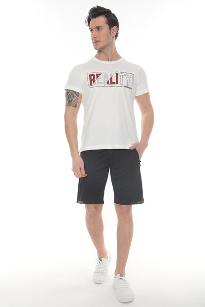 Erkek Ekru  Realıty Baskılı T-shirt - Ekru