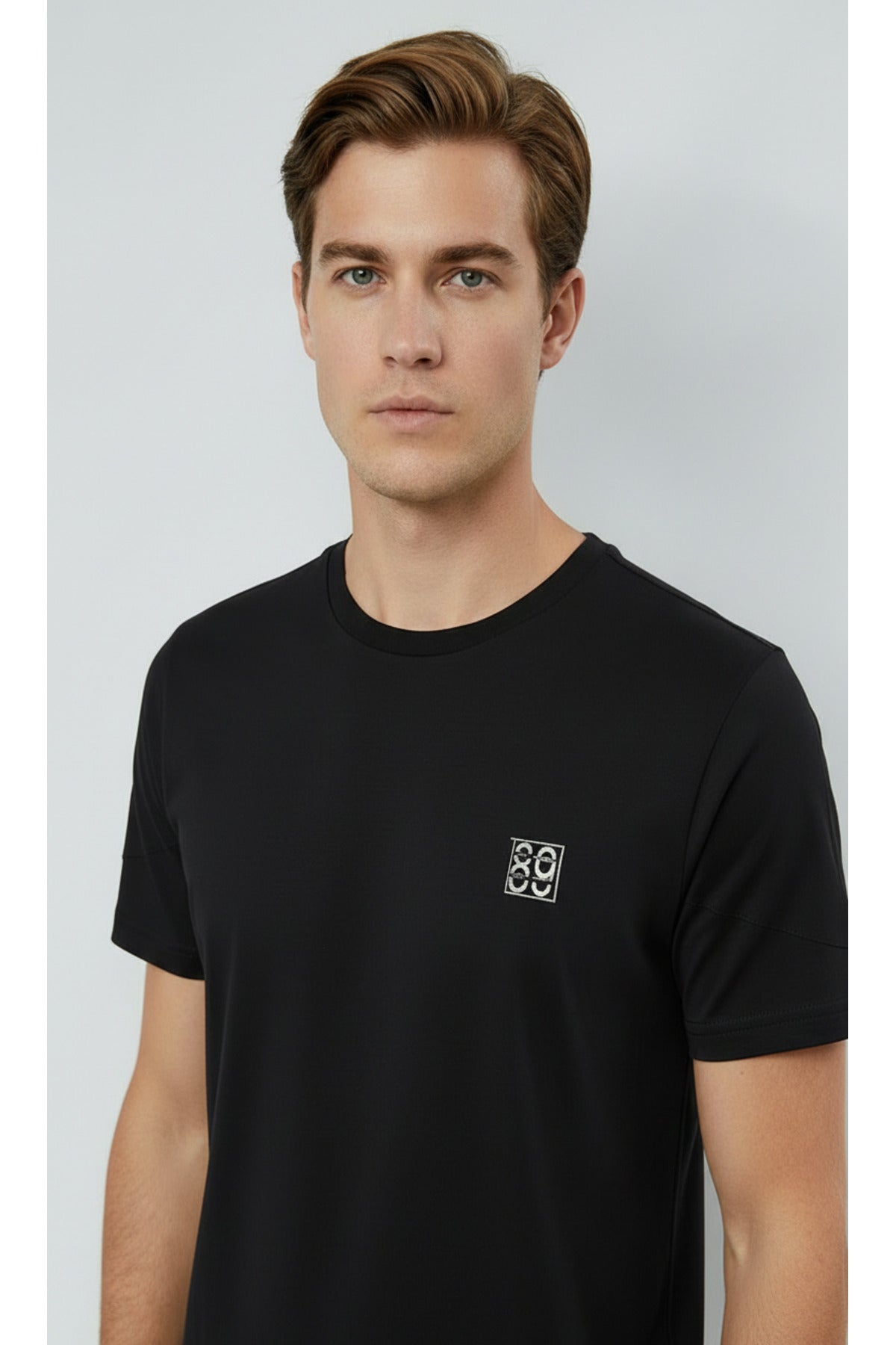 Erkek %100 Pamuk Günlük Basic T-shirt-7071 - Siyah