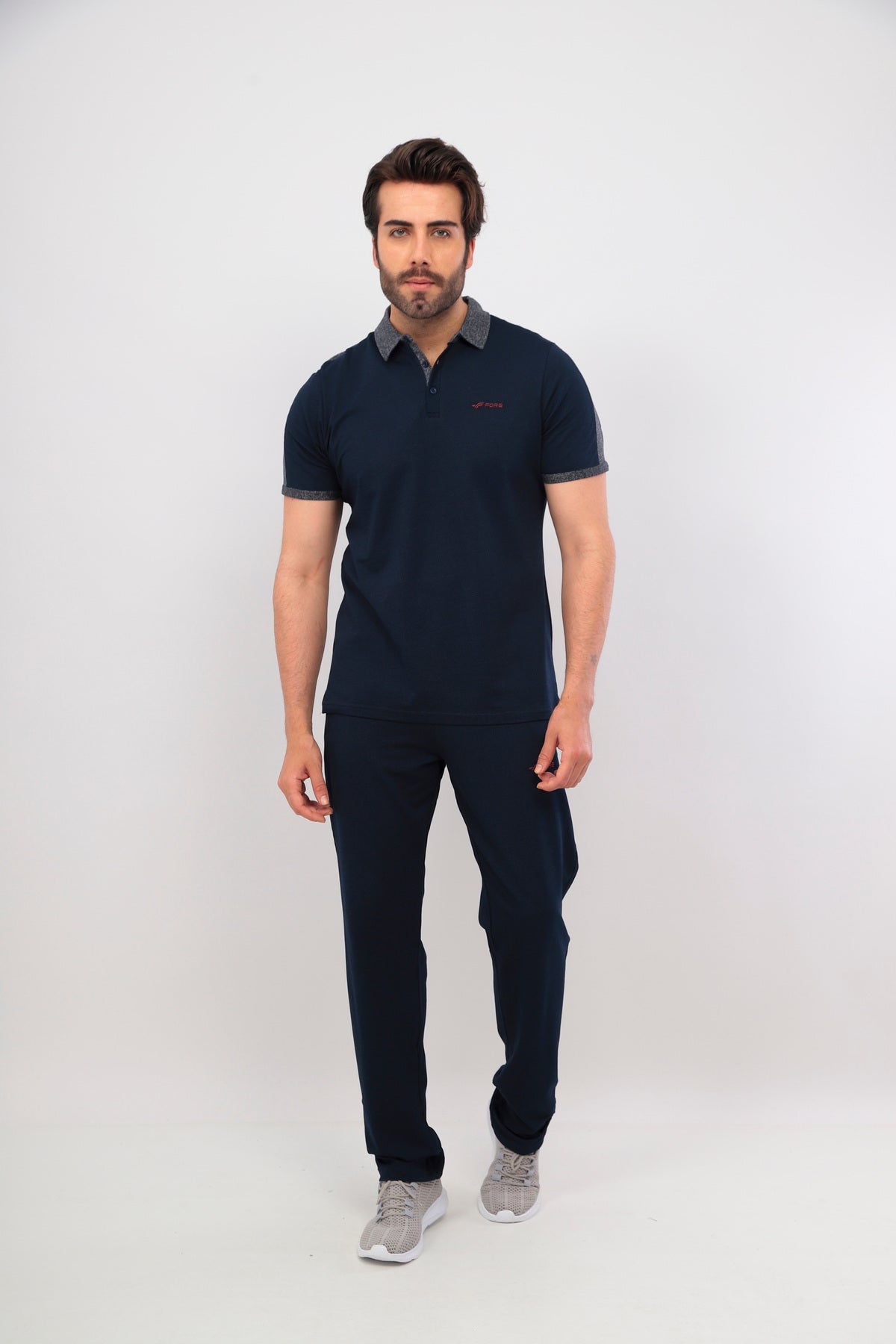 Erkek Lacivert Polo Yaka T-shirt Takım - Lacivert