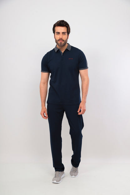 Erkek Lacivert Polo Yaka T-shirt Takım - Lacivert