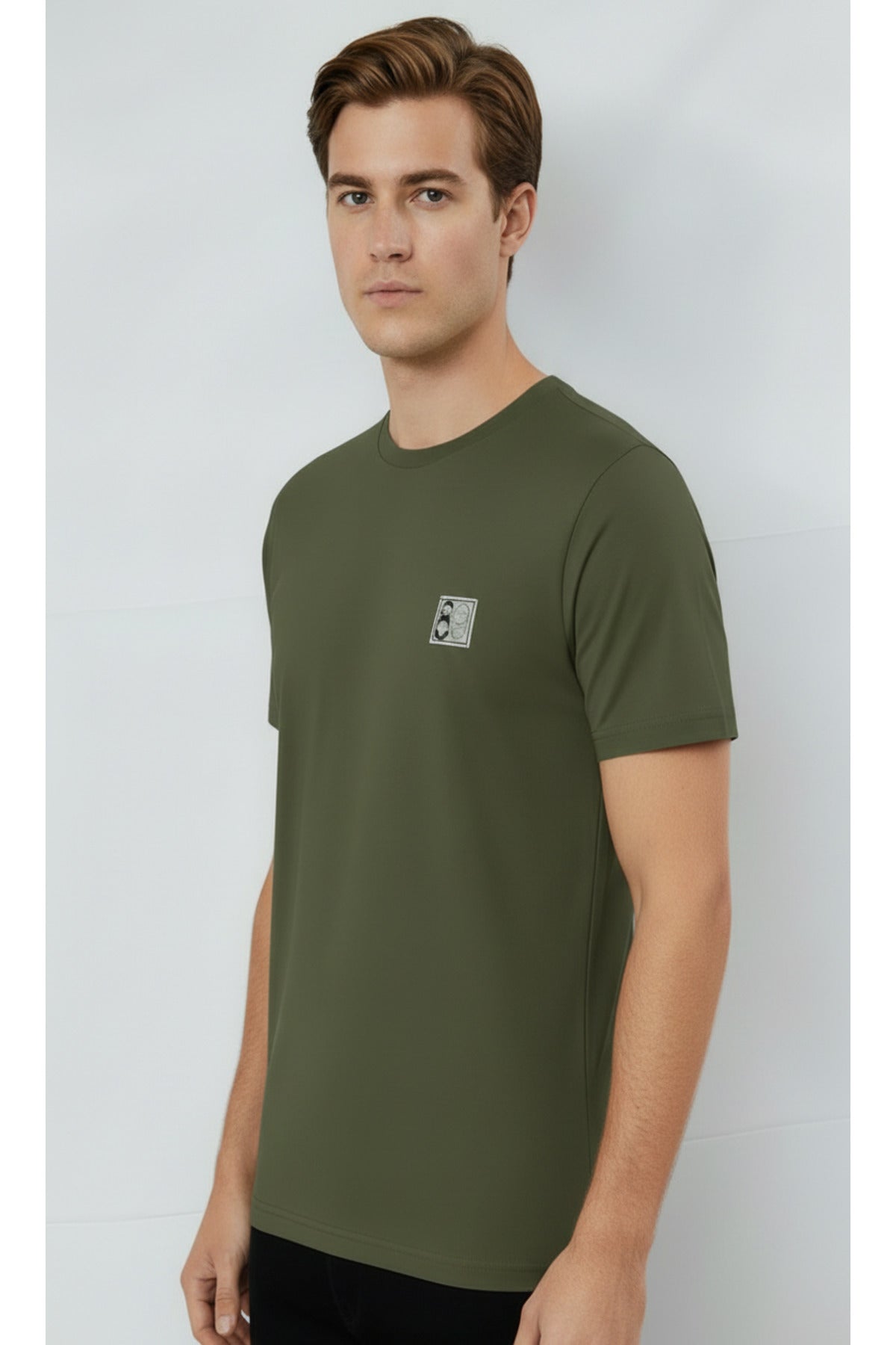 Erkek %100 Pamuk Günlük Basic T-shirt - Haki