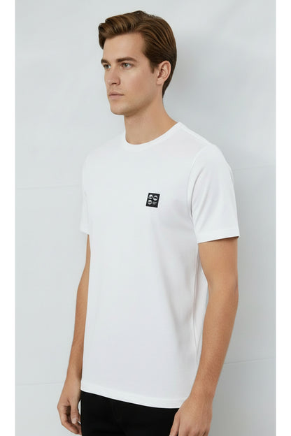Erkek %100 Pamuk Günlük Basic T-shirt - Beyaz