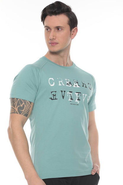 Creatıve Penye Baskılı T-shirt - SU YEŞİLİ