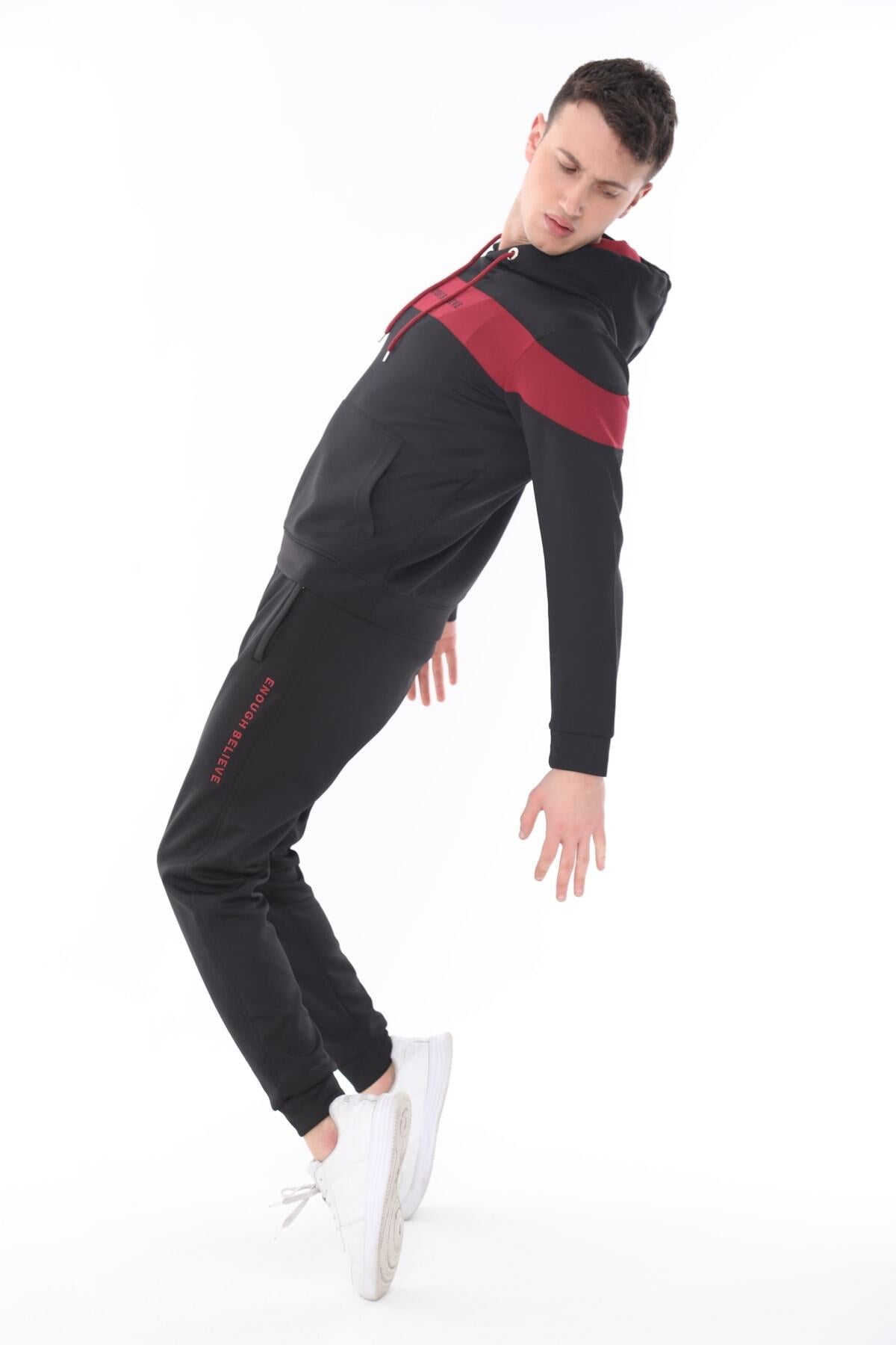 Erkek Scuba Sweat Takım - SİYAH-BORDO