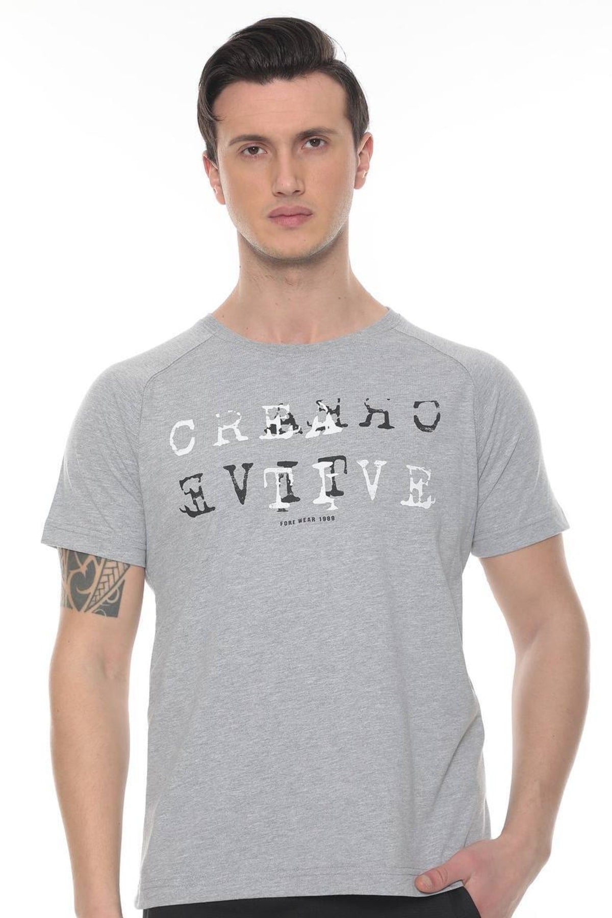 Creatıve Penye Baskılı T-shirt - GRİ