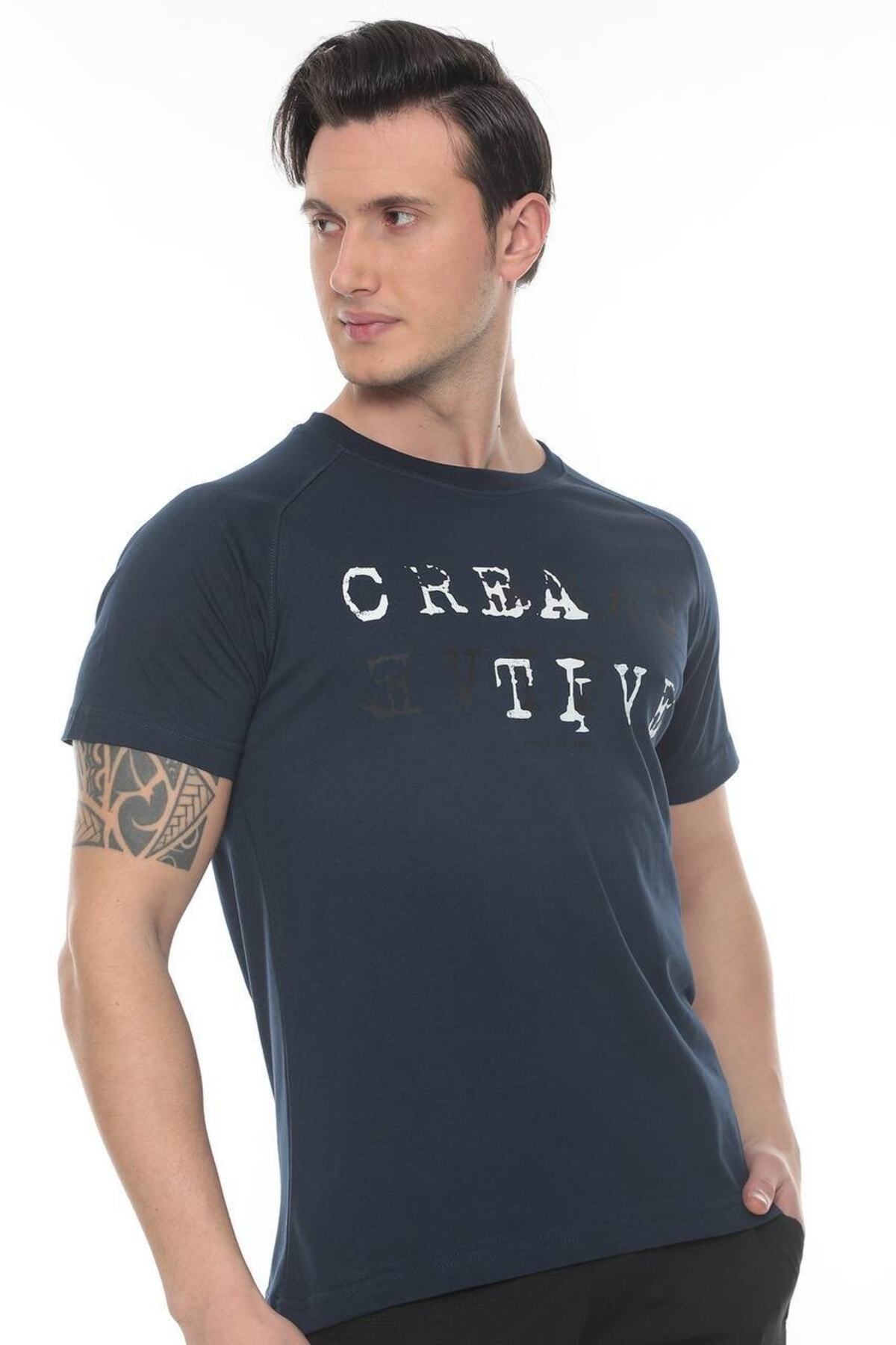Creatıve Penye Baskılı T-shirt - LACİVERT