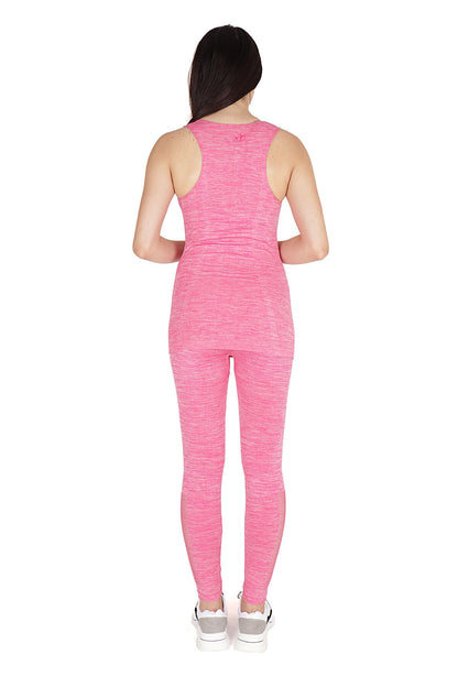 Kadın Dikişsiz Toparlayıcı Sporcu Atlet Alt Üst Fitness Takımı - Pembe